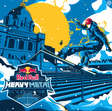 Announcement illustration for the Red Bull Heavy Metal Qualifier Event taking place at Buck Hill